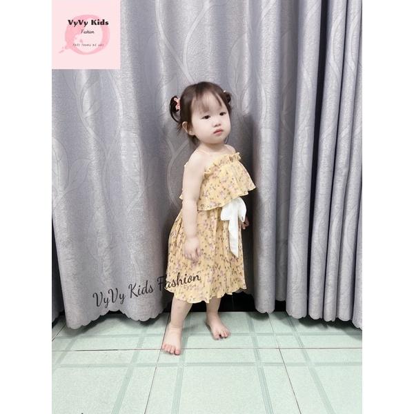 Đầm bé gái, váy bé gái hoa bẹt vai thời trang VyVy Kids Fashion
