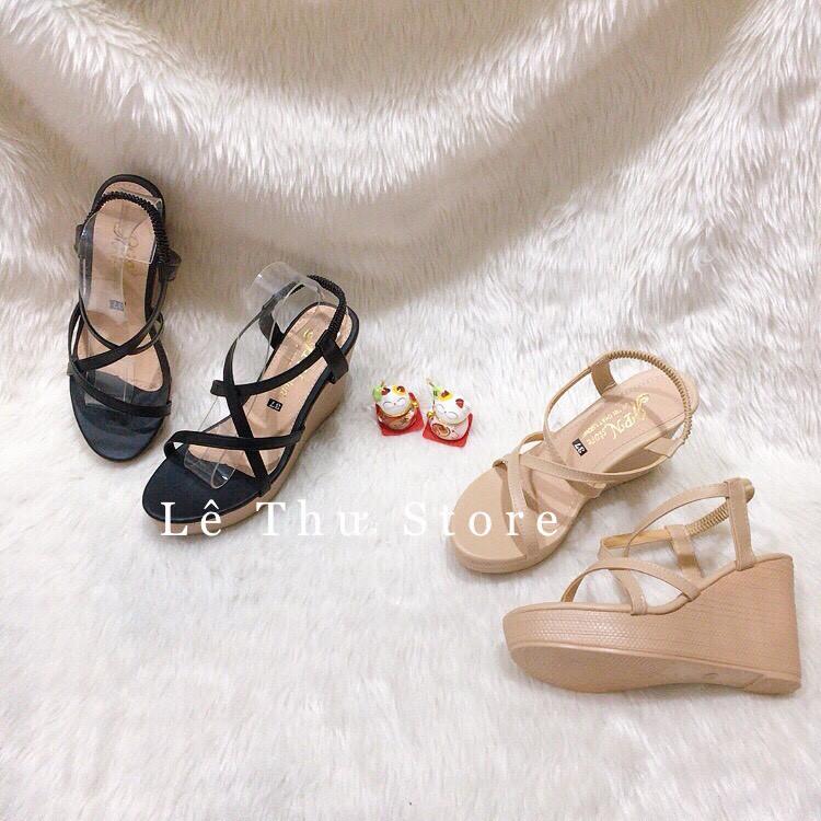 Giày cao gót 9 phân đế xuồng dây chéo quai thun LT