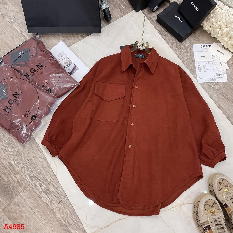 ÁO SƠ MI MÀU CAM ĐẤT TAY DƠI