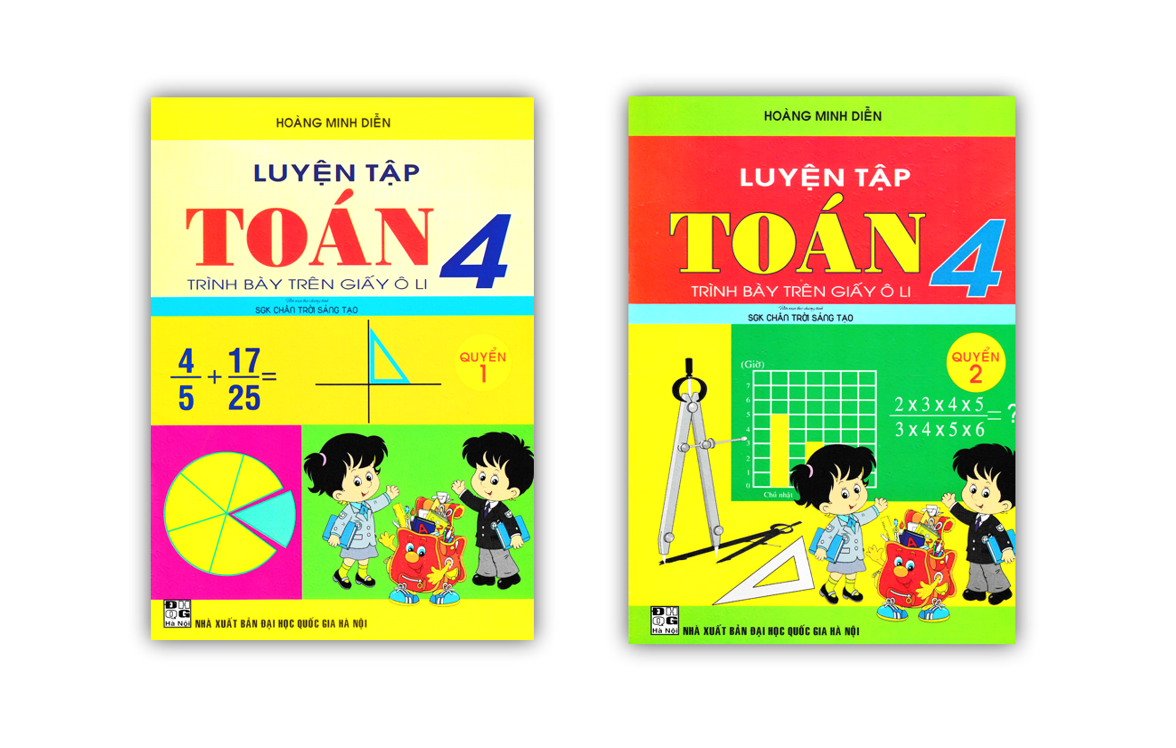 Sách - Combo Luyện Tập Toán 4 Quyển 1 + 2 Trình Bày Trên Giấy Ô Li