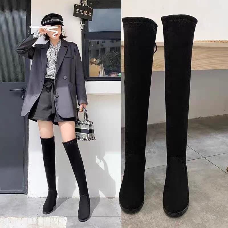 Bốt đùi gót nhọn Hàn Quốc Đế - Boots đùi nữ cao gót