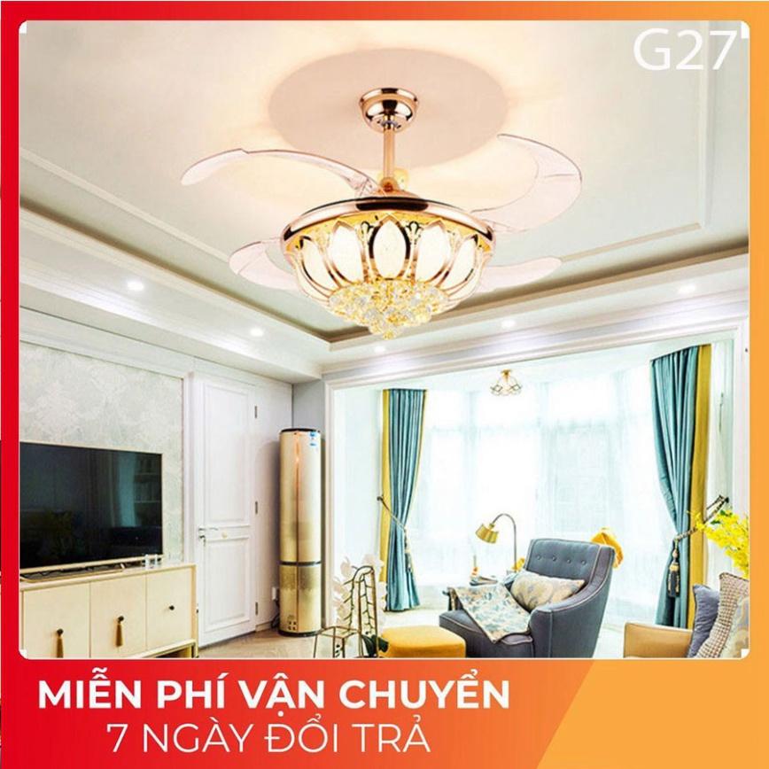 Quạt trần đèn dấu cánh, quạt trần trên nhà phòng tiếp khách G27,cánh cụp cánh xòe có 3 hình thức năng lượng quạt tàng hì
