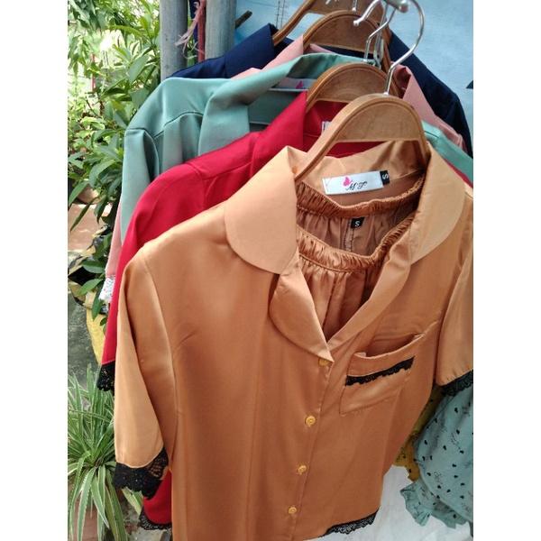 BỘ PIJAMA LỤA SATIN CỘC TAY_BỘ NGỦ PIJAMA ĐÙI_BỘ MẶC NHÀ PIJAMA