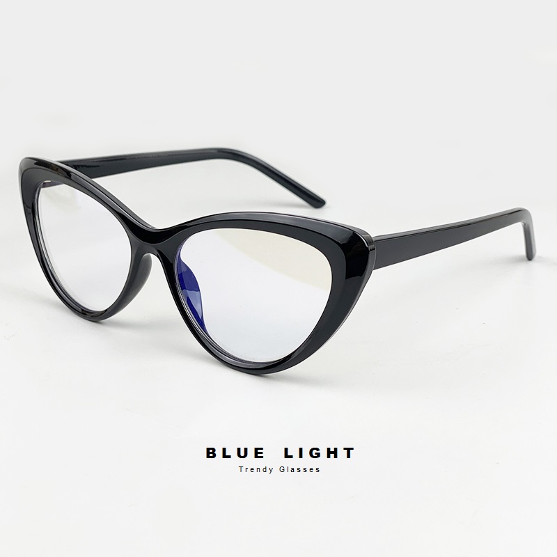 Gọng Kính Cận, Kính Giả Cận Mắt Mèo Cao Cấp  Đen, Cam Trong Suốt - BLUE LIGHT