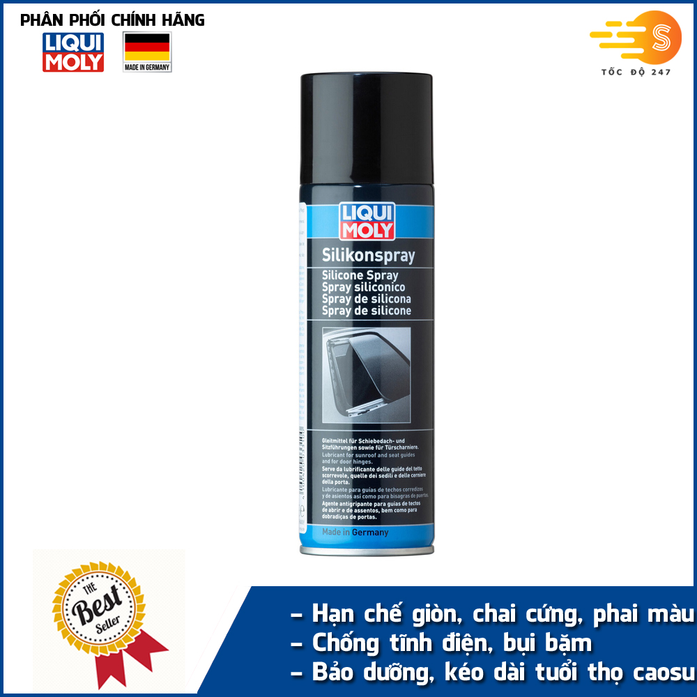 Chai xịt bảo dưỡng cao su silicone chuyên dụng Liqui Moly 3310 - không chứa dầu, tăng độ bóng, bảo vệ và chống tĩnh điện, bụi bặm