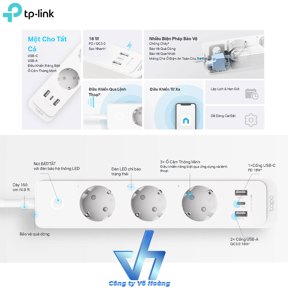 Ổ Cắm Dài Wi-Fi Thông Minh TP-Link Tapo P300 - Hàng chính hãng