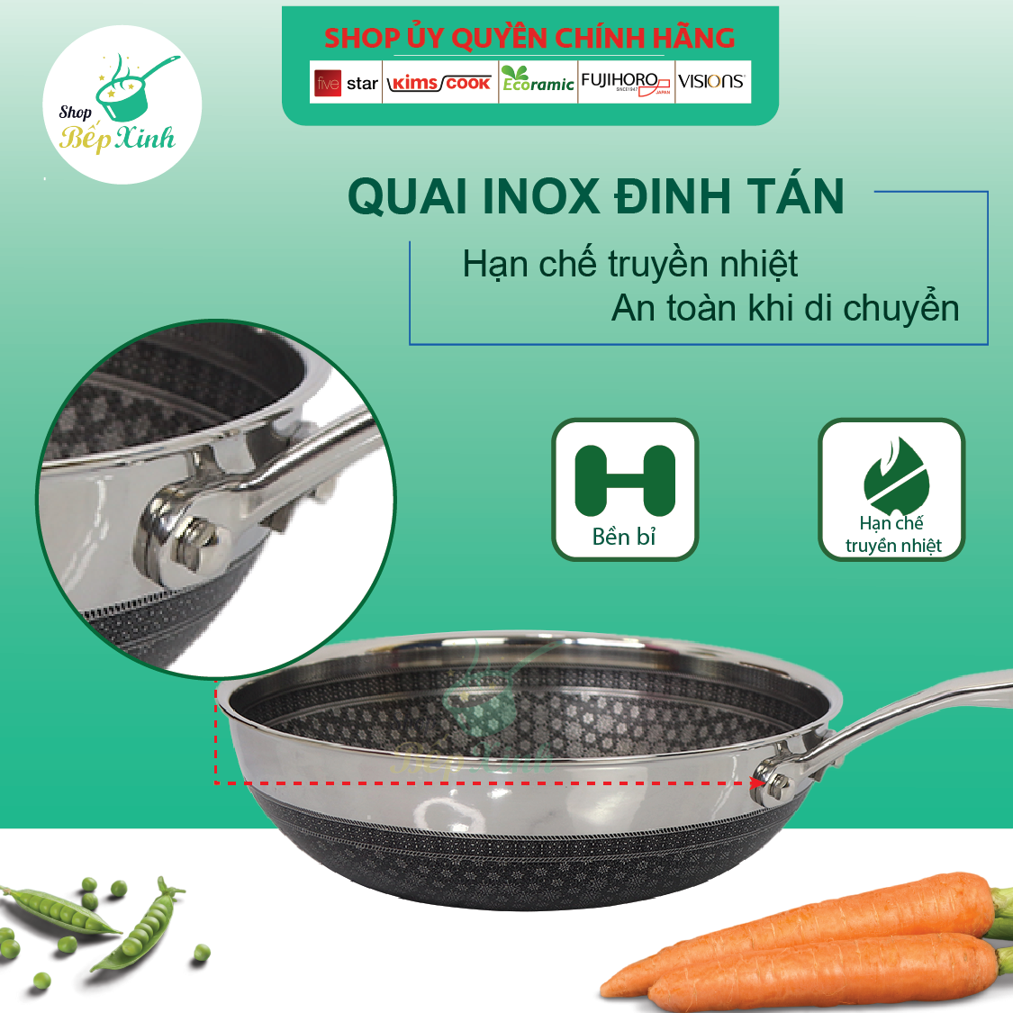 Chảo chống dính 2 mặt sâu lòng inox 304 BLACKCUBE KimsCook dòng noonsong 3 lớp đúc liền đáy liền cào không xước,siêu bền