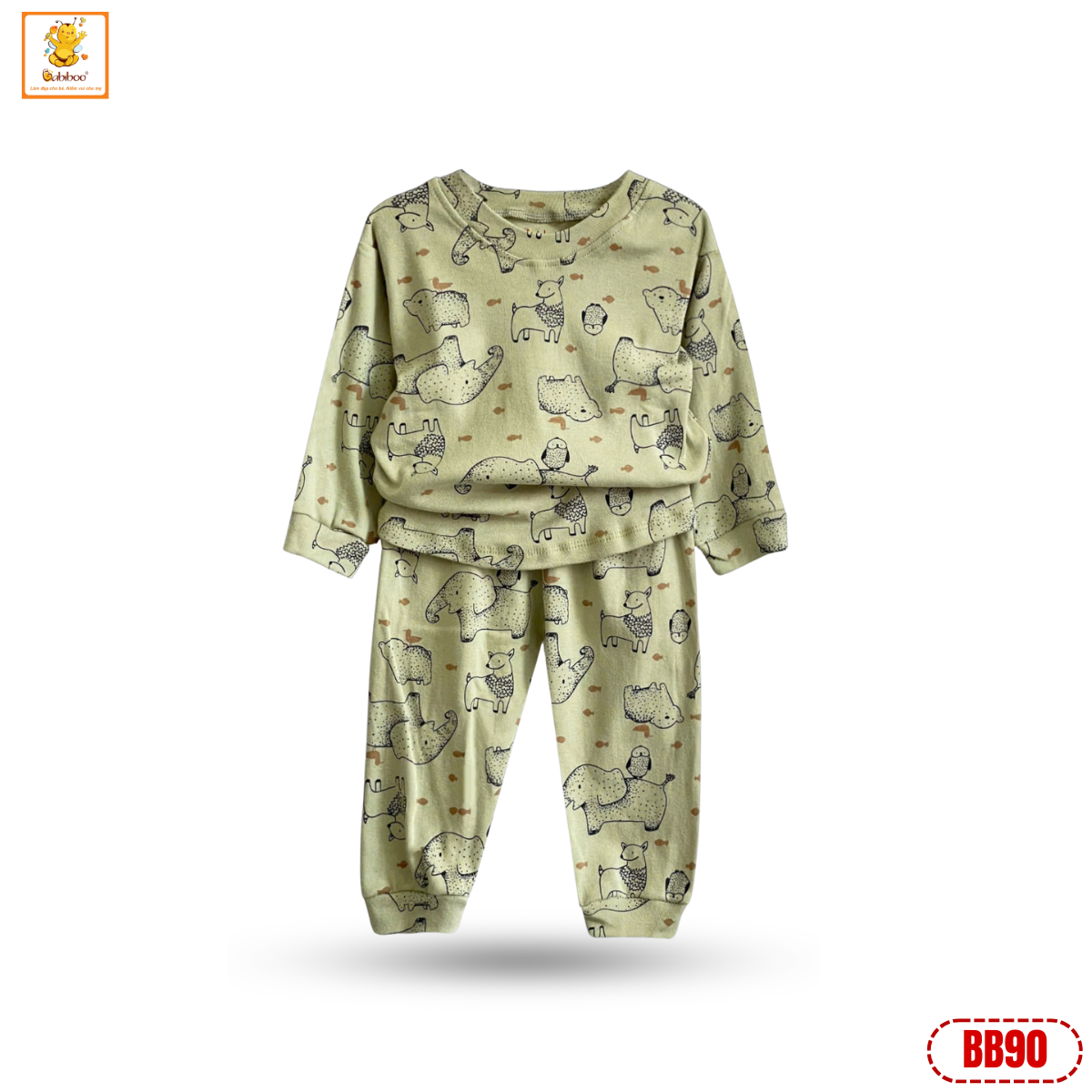 Bộ quần áo cho bé trai, bé gái BABIBOO quần áo dài tay thu đông vải cotton co dãn - BB90