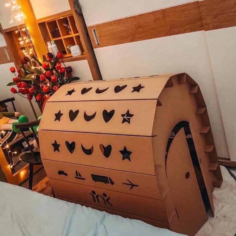 Mô hình nhà bìa đồ chơi lắp ráp - An toàn - Giúp phát triển sự sáng tạo cho trẻ size 100x69x82