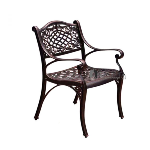 Ghế sân vườn nhôm đúc màu đồng CC2010-A Nội thất Capta Ghế café ban công ngồi ngoài trời nhôm đúc màu đồng có tay tựa Outdoor chair
