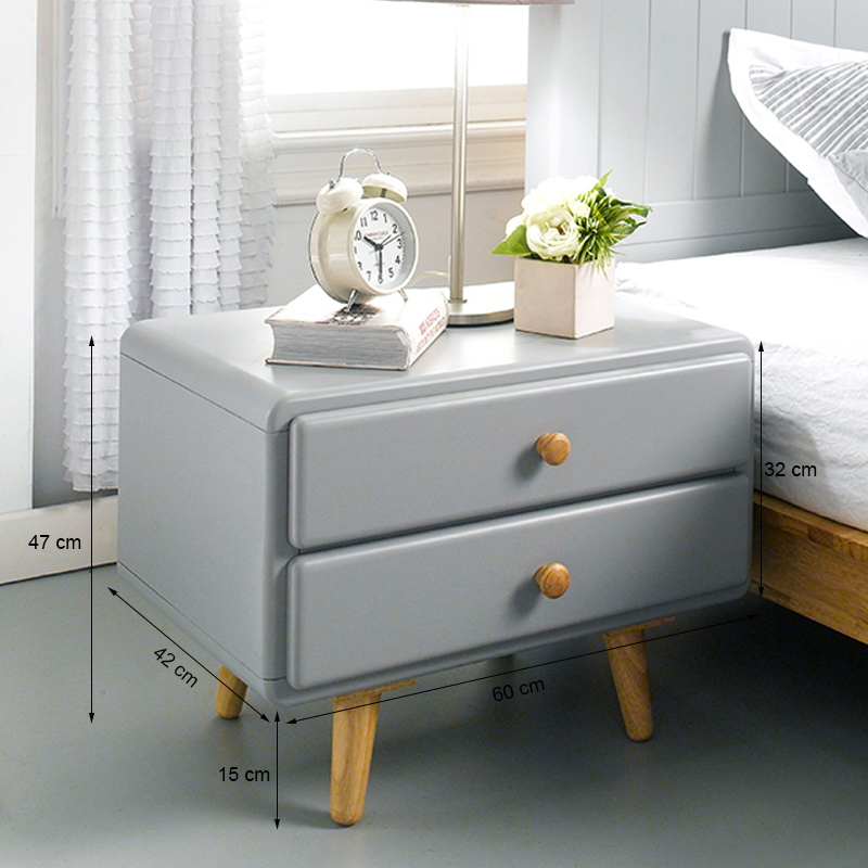 Tủ Đầu Giường 2 Ngăn Kéo Rora - BSK2RORG - Grey