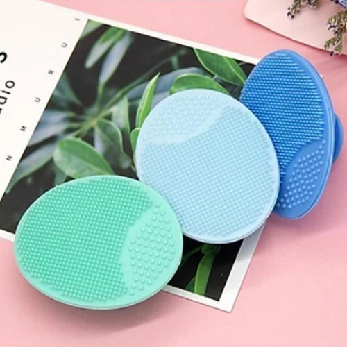 Set 2 dụng cụ miếng và cọ rửa massage tẩy tế bào chết giảm mụn đầu đen làm sạch da mặt chất liệu silicone mềm mại-Tặng cọ quét mặt nạ siêu mềm mịn