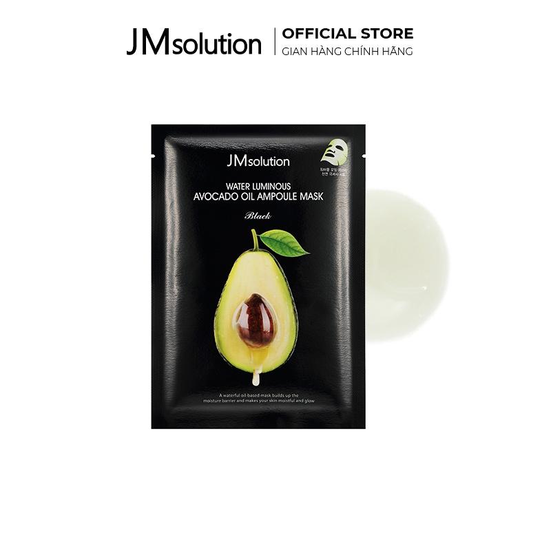 Mặt Nạ Dưỡng Căng Mịn Và Bảo Vệ Da JMsolution Water Luminous Avocado Oil Ampoule Mask Black 35ml x 10 Miếng