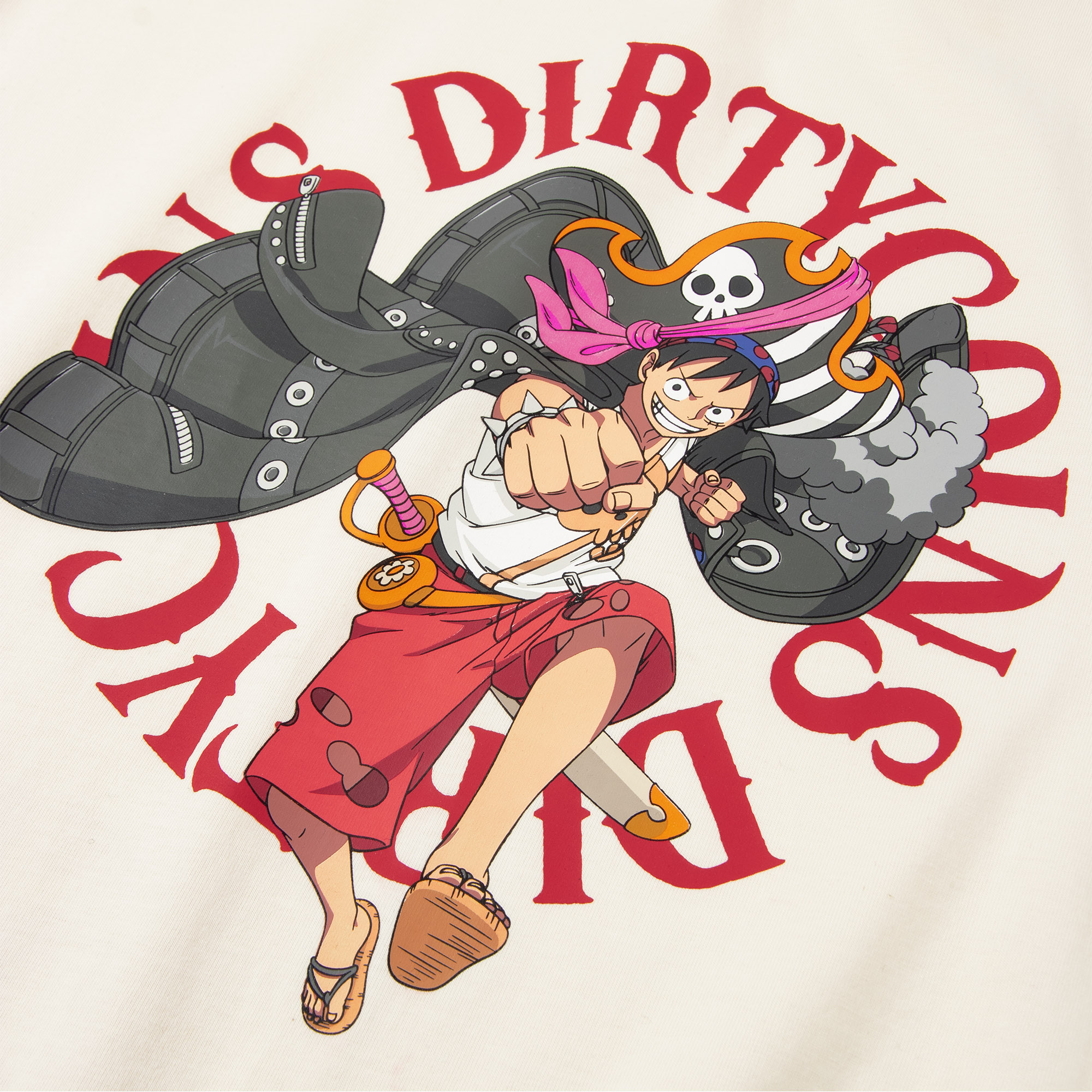 Áo Thun DirtyCoins x One Piece Film:Red Luffy T-shirt - Cream