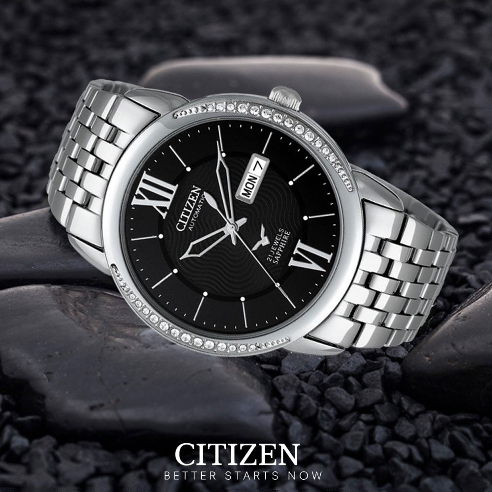 Đồng Hồ Nam Citizen Dây Thép Không Gỉ NH8270-56E - Mặt Đen (Sapphire)