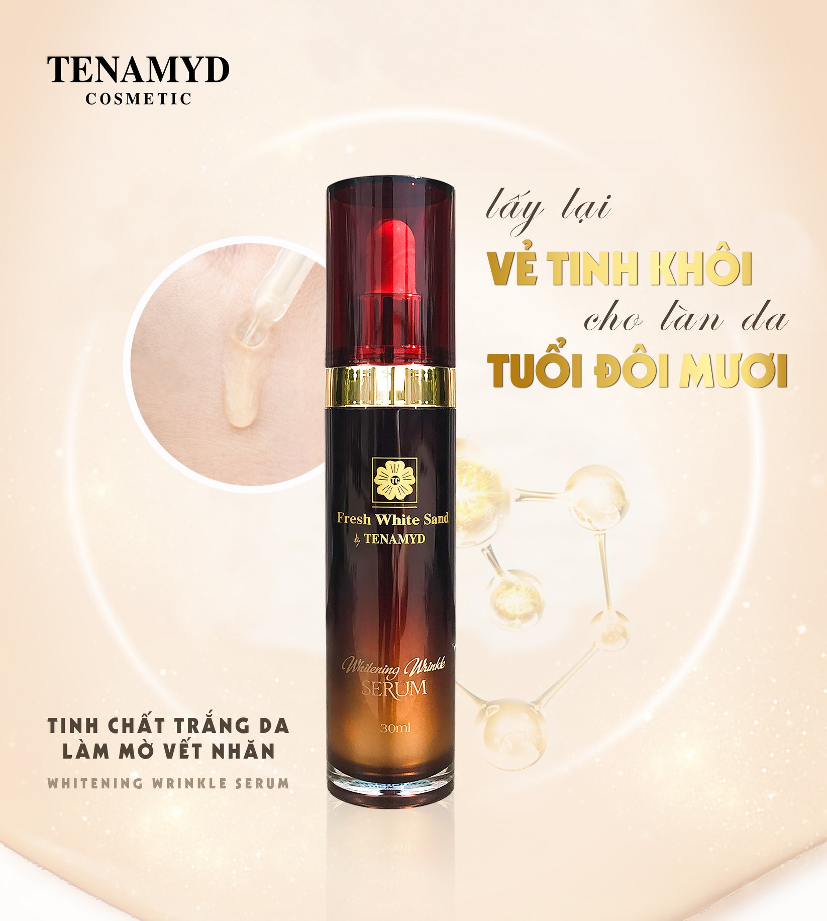 Tinh chất trắng da làm mờ vết nhăn TENAMYD Whitening Wrinkle Serum 30ml