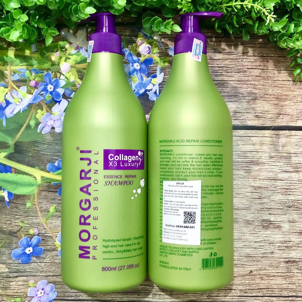 BỘ DẦU GỘI XẢ HẤP DƯỠNG MORGARJI COLLAGEN 3X LUXURY MỀM MƯỢT PHỤC HỒI TÓC