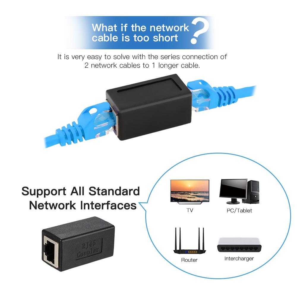 RJ45 Coupler In-Line Coupler CAT 5/CAT 6/CAT 7 LAN Ethernet Cable Extender Adapter Connector Female to Female Straight