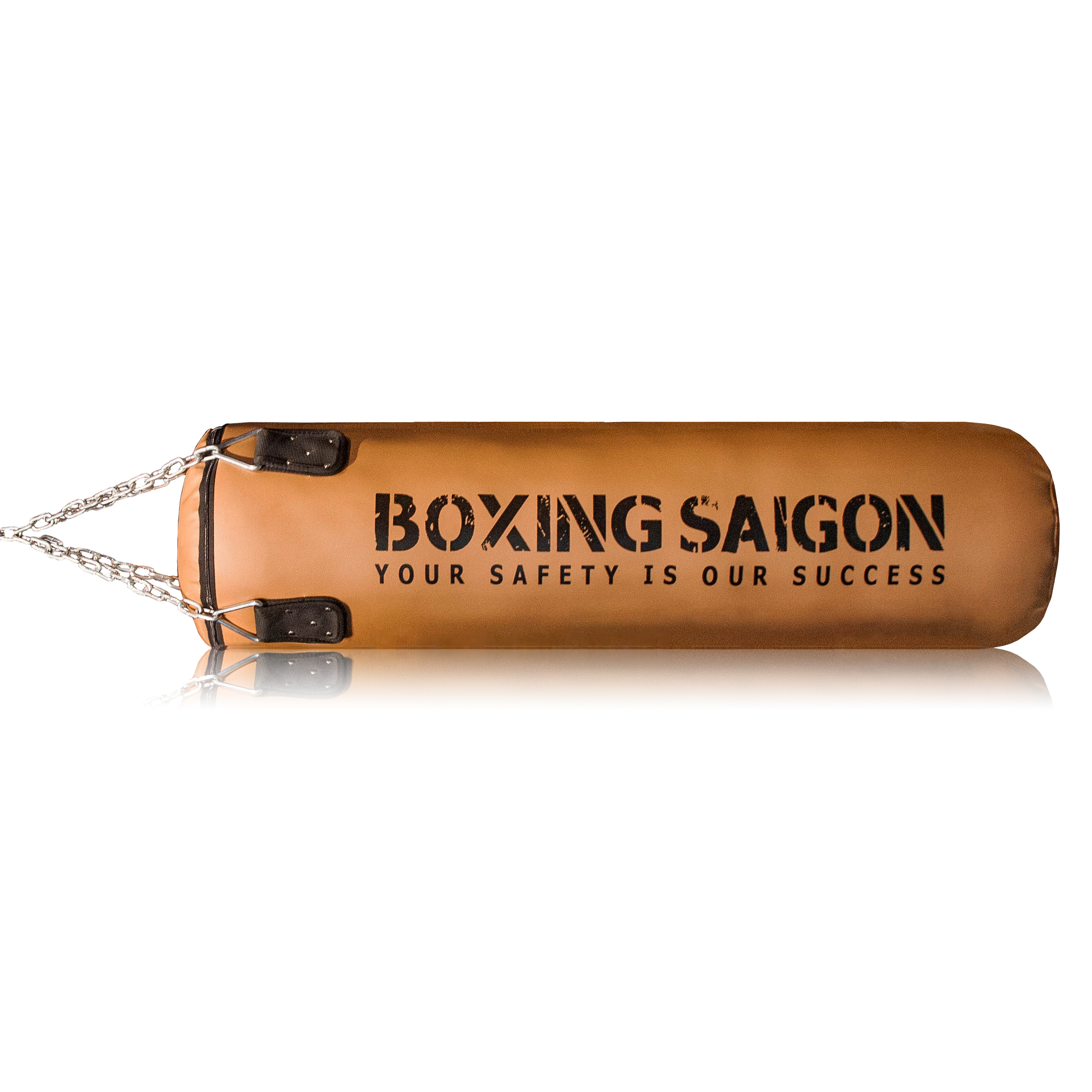 Bao cát đấm bốc dây xích 1m2 Boxing Saigon nâu - Tặng móc treo bao