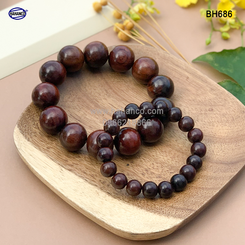 Vòng gỗ Trắc nhẵn bóng tự nhiên (Đủ size) bình an và may mắn (BH686) bền vĩnh viễn - Bracelets of HAHANCO