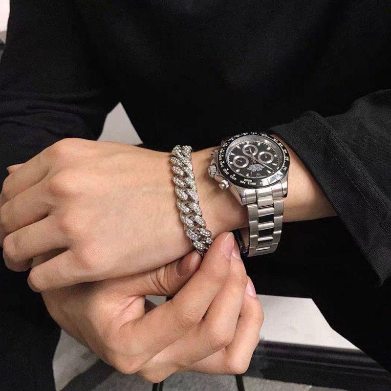 Dây Chuyền Vòng Cổ Nam Nữ Kèm Vòng Tay Nam Cuban HipHop Camcamvintage Dạng Chuỗi Xích Đẹp Streetwear Thép Titan Cuban Đá