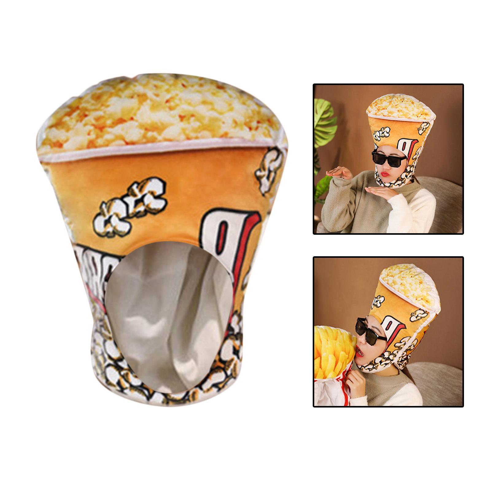 Soft Plush Popcorn Hat for Adults Kid Halloween Headdress Fancy Dress up Hat