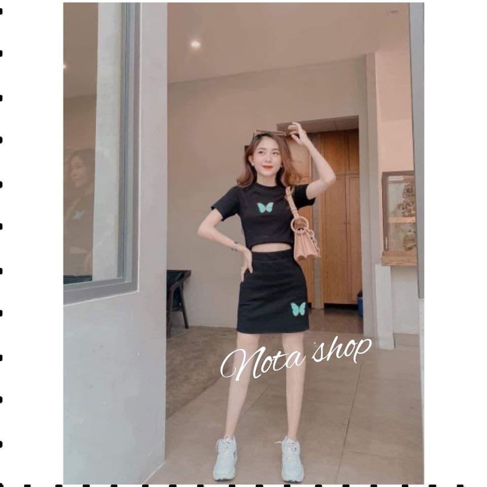 Set váy borip ôm người tôn dáng, họa tiết thêu cực xinh, SET VÁY THÊU TAY NGẮN