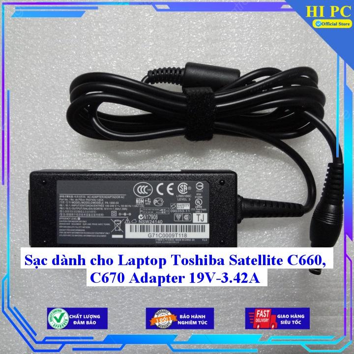 Sạc dành cho Laptop Toshiba Satellite C660 C670 Adapter 19V-3.42A - Kèm Dây nguồn - Hàng Nhập Khẩu