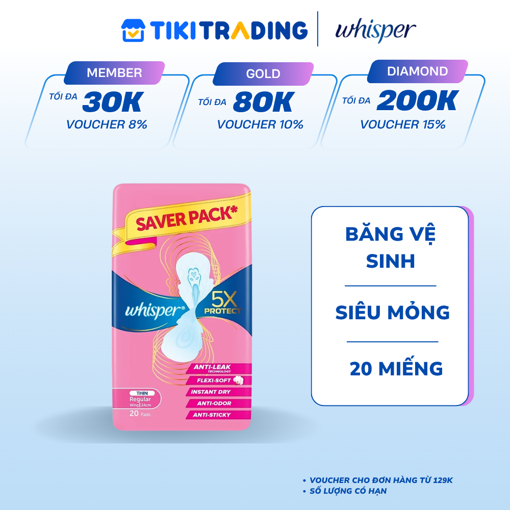 Whisper 5X Bao Ve Sieu Mong 20Sx12 - 24Cm - 80808598