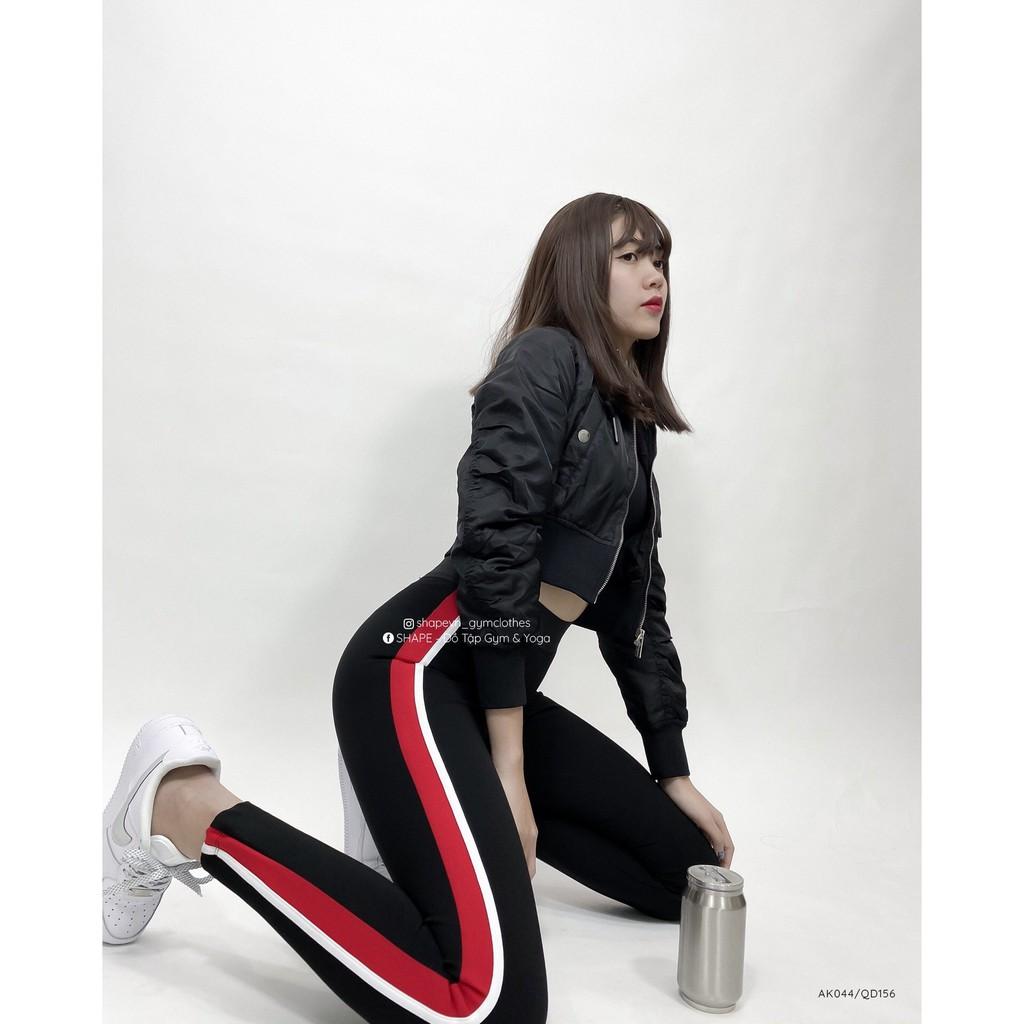 Quần legging tập gym kẻ sọc nữ
