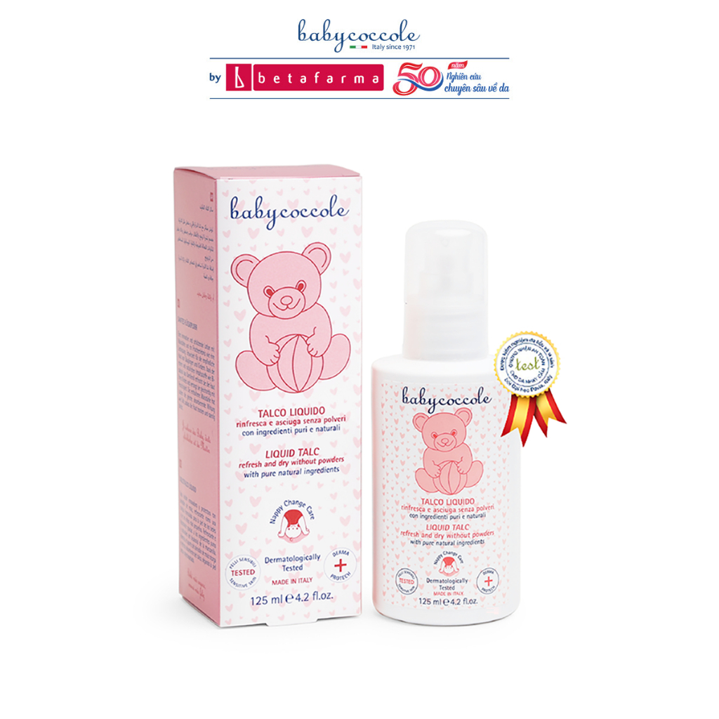 Phấn rôm Babycoccole 0M+ cho bé an toàn cho trẻ sơ sinh dạng nước chiết xuất tinh bột bắp 125ml