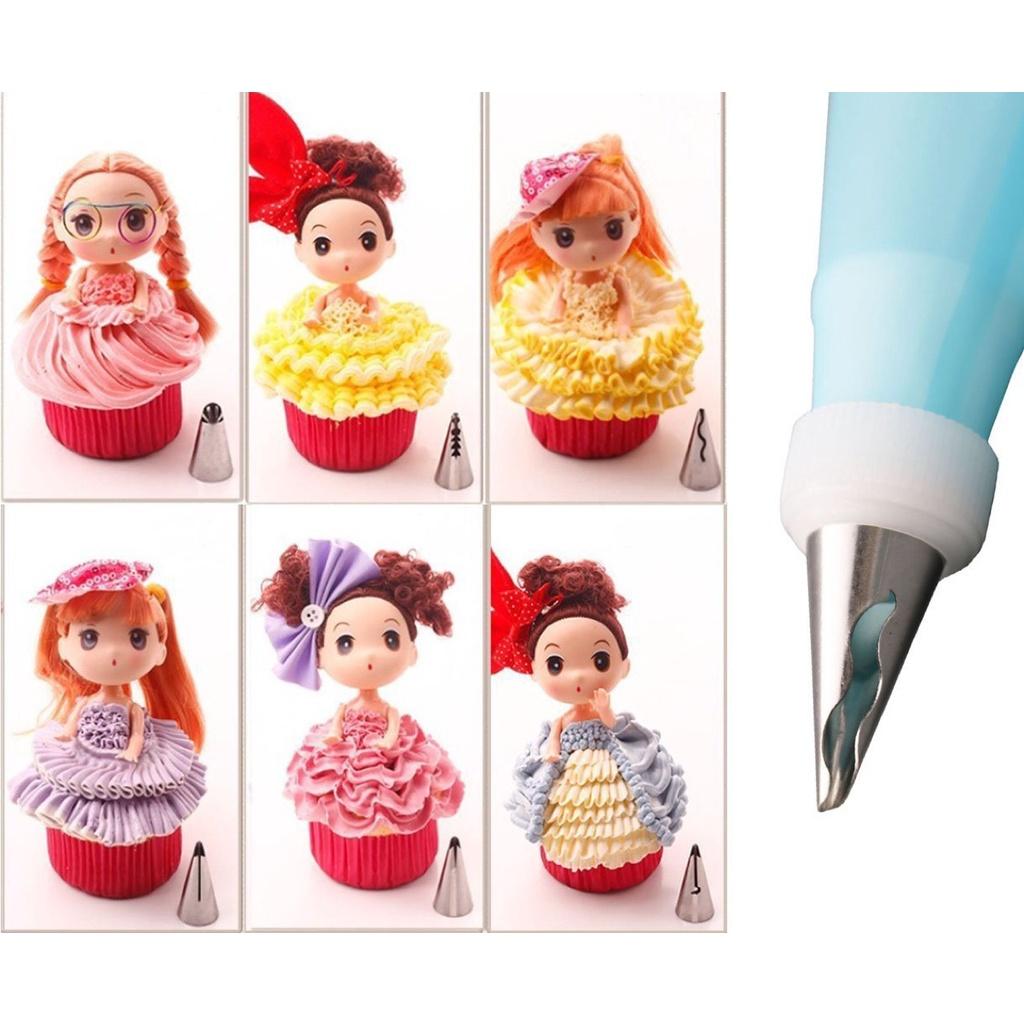 Đui Bắt Kem Làm Bánh Sinh Nhật Hình Váy Búp Bê Combo 6 Đuôi Bắt Kem Tặng Kèm Đầu Nối Và Túi Bơm Kem Cao Cấp - CBDUIVAY9P