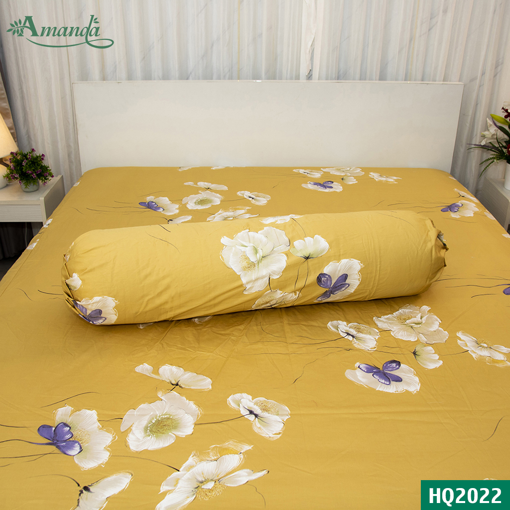 Vỏ gối ôm 35*105cm Amanda HQ2022, chất liệu cotton lụa satin Hàn Quốc được may khóa kéo dễ dàng sử dụng và vệ sinh