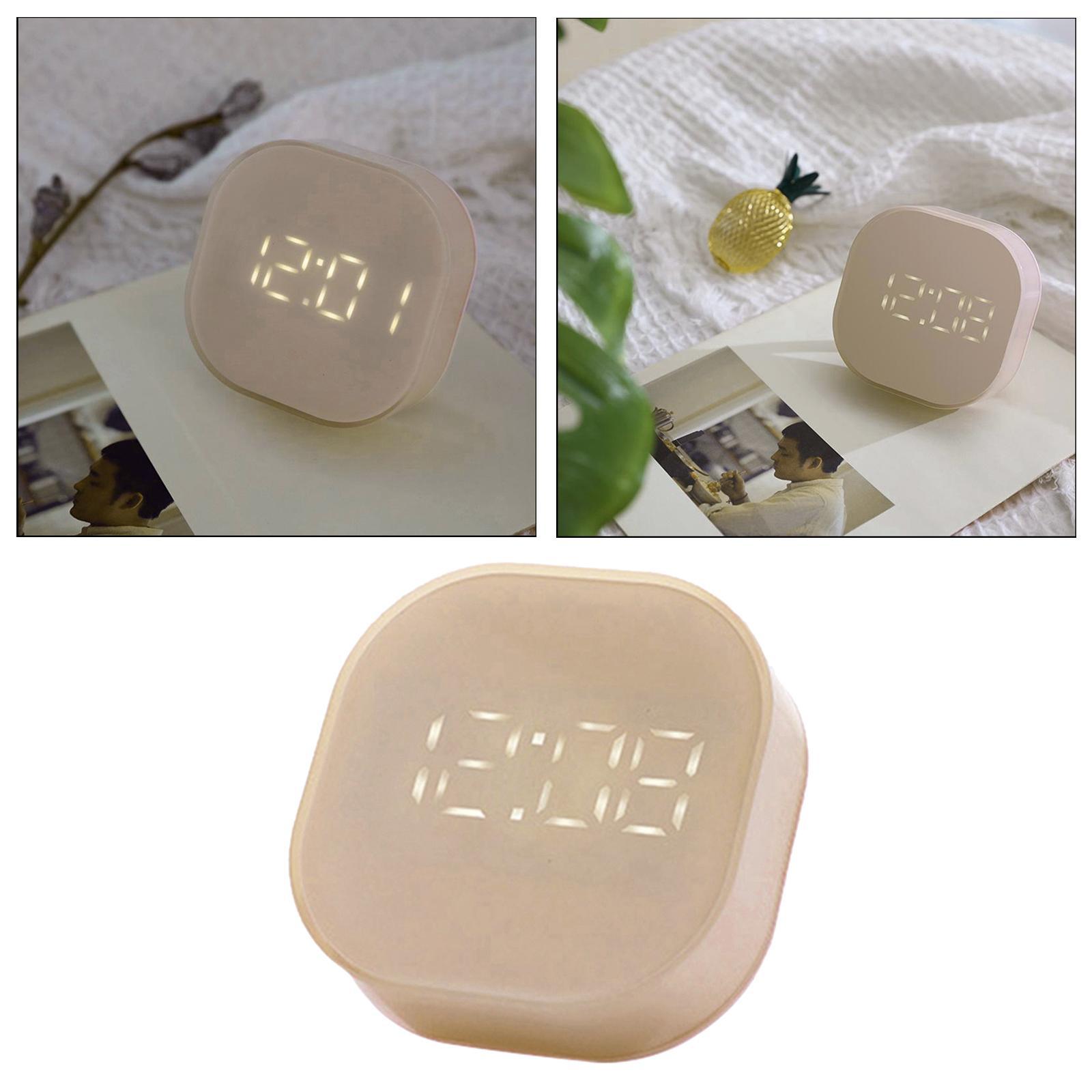 Small Square Bedside   Clock ic with Snooze  Pink