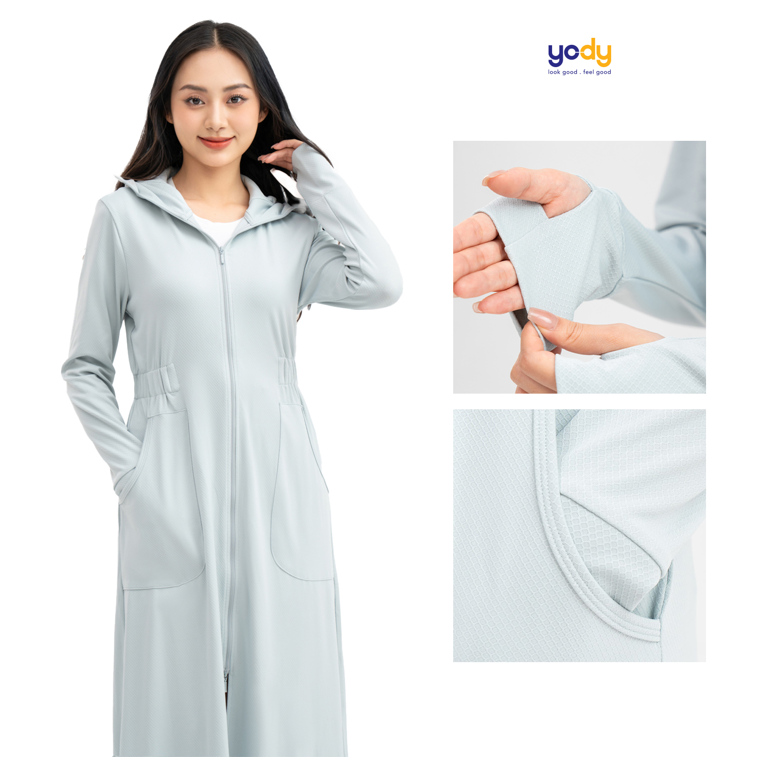 Áo chống nắng dài nữ YODY dáng dài che kín, chống nắng, cản tia UV ACN6002