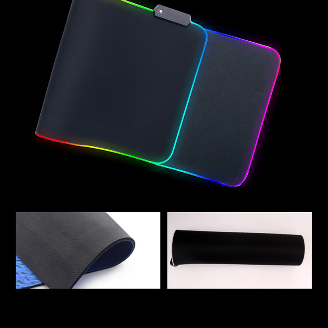 Miếng lót chuột LED RGB bàn di chuột led 7 màu đơn và 3 hiệu ứng ánh sáng chống trượt
