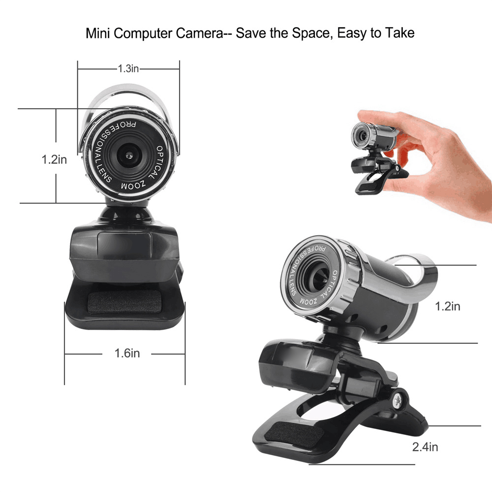 HXSJ LG-68 Computer Webcam USB Web Cam with Sound-absorbing Microphone Support One-button Photograph for PC Laptop