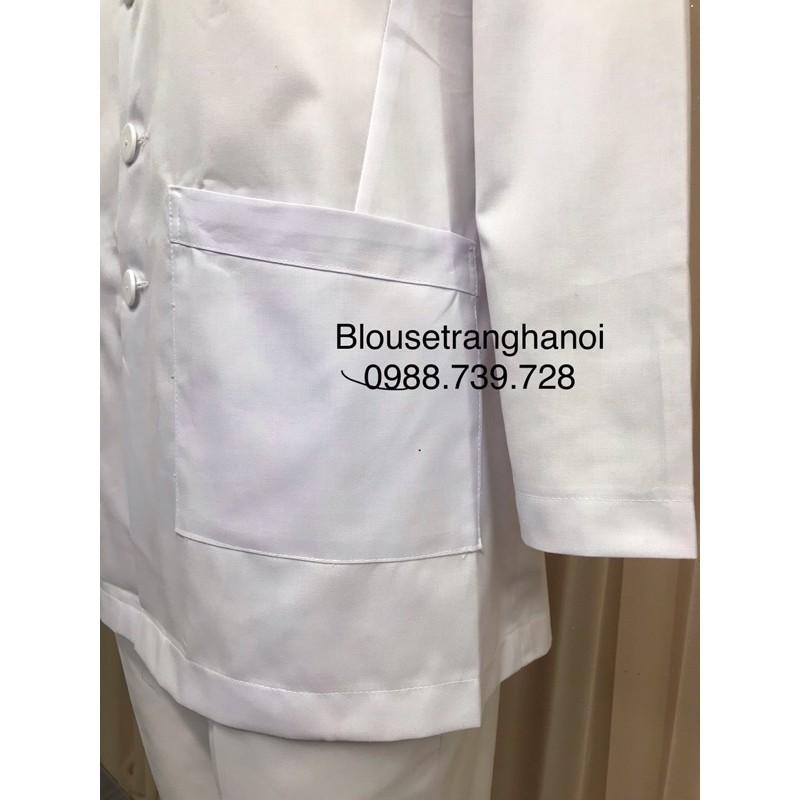 Áo blouse dài tay điều dưỡng, y tá, dược sĩ - Blouse trắng hà nội