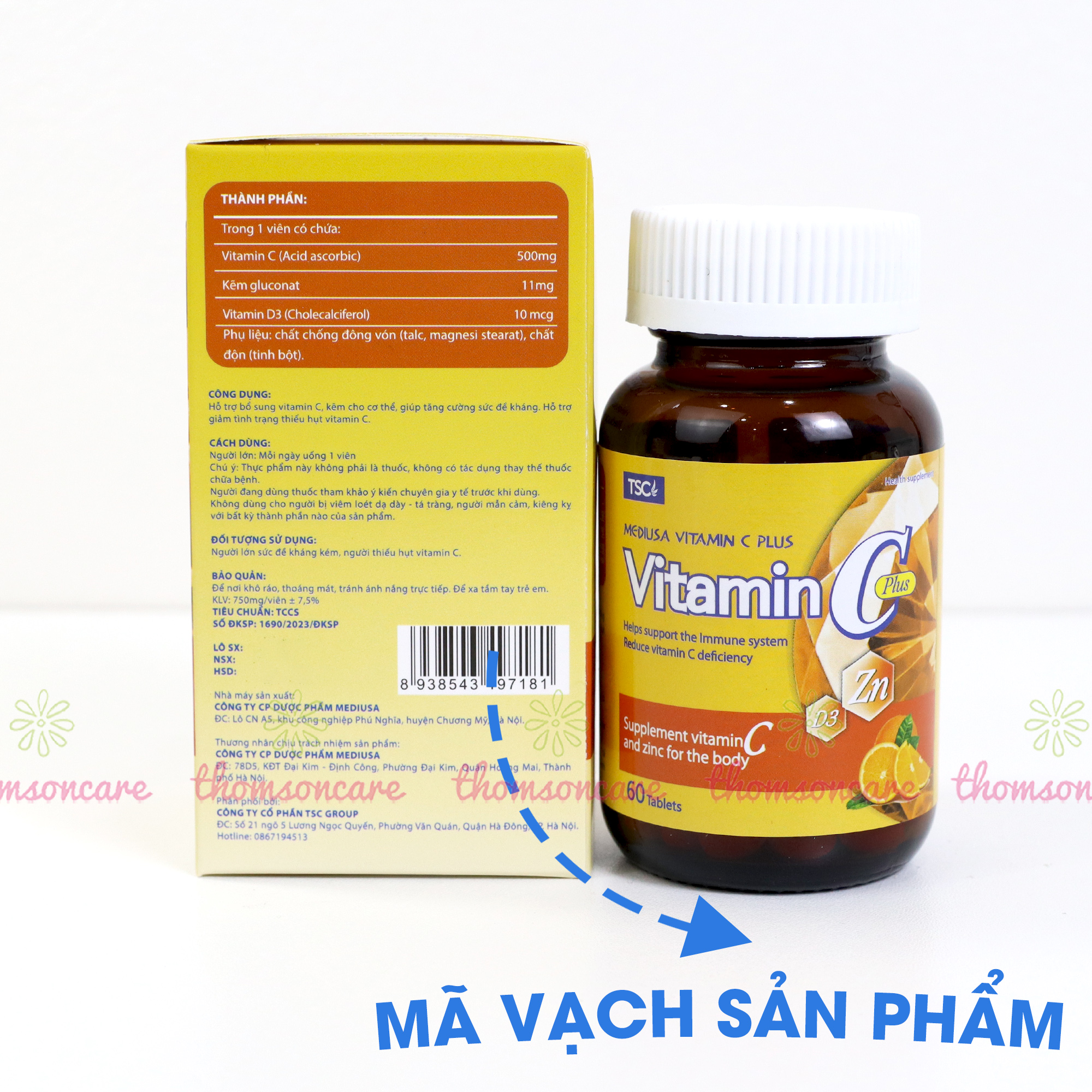 Combo viên uống tóc chắc khỏe, đẹp da Lcystine 60v, DHC Biotin 30v, Vitamin C có thêm Kẽm 60v - Bổ sung dưỡng chất cho da và tóc , bổ sung vitamin C và kẽm - Thomsoncare