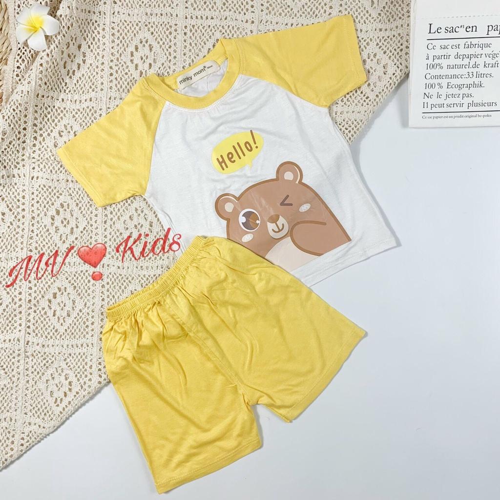 Bộ thun lạnh Minky Mom cộc tay in hoạt hình cho bé trai, bé gái