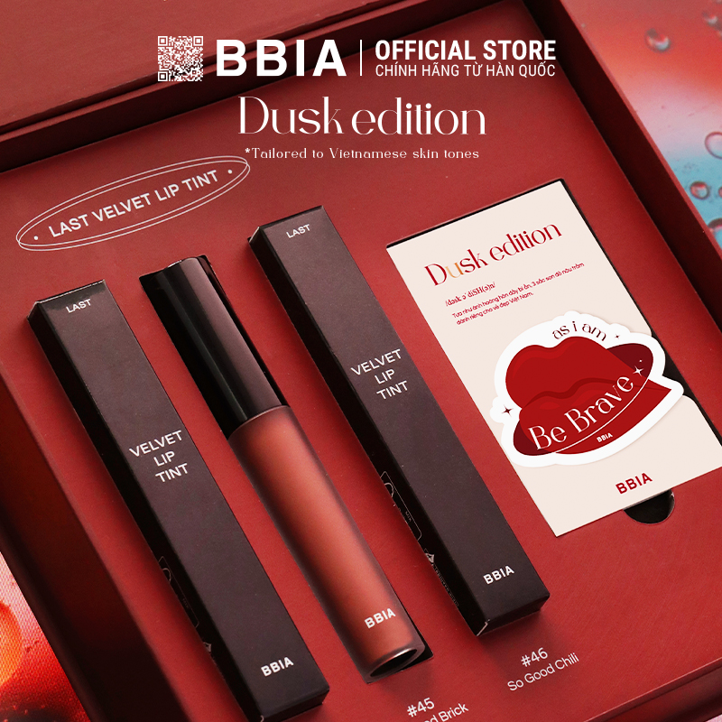 Trọn Bộ 3 Son Kem Lì Bbia Last Velvet Lip Tint - Dusk Edition (5g x3) Kèm 1 Popsocket