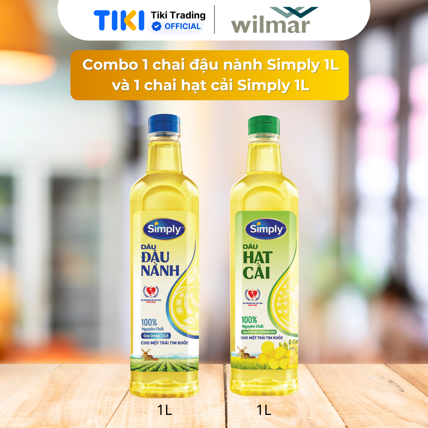 Combo 1 chai Dầu Đậu Nành Simply 1L và 1 chai Dầu hạt cải Simply chai 1L
