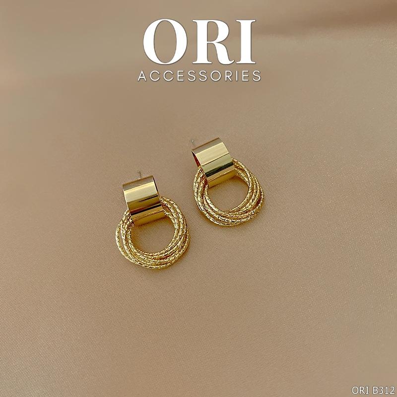 Bông tai nữ dáng nhỏ Gold CIrcles độc đáo sang trọng ORI ACCESSORIES B312