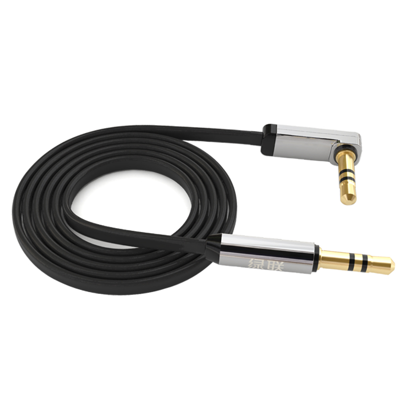 Dây Audio 3.5mm dẹt,mạ vàng 1 đầu vuông 90, TPE dài 1m UGREEN AV119 10597 - Hàng Chính Hãng.