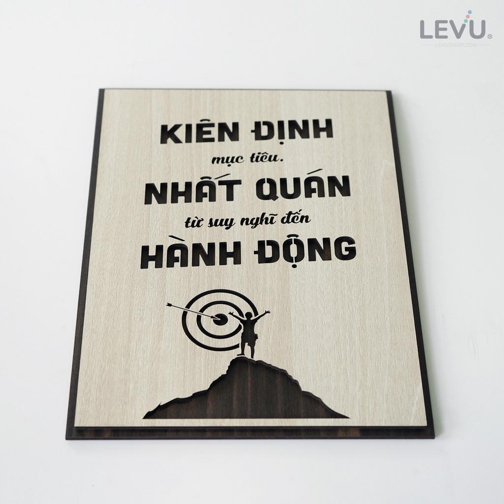 Tranh tường phòng làm việc LEVU LV132 "Kiên định mục tiêu, nhất quán từ suy nghĩ đến hành động"
