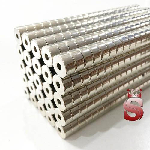 Nam châm viên tròn lỗ thẳng đường kính ngoài 10mm chất lượng tốt