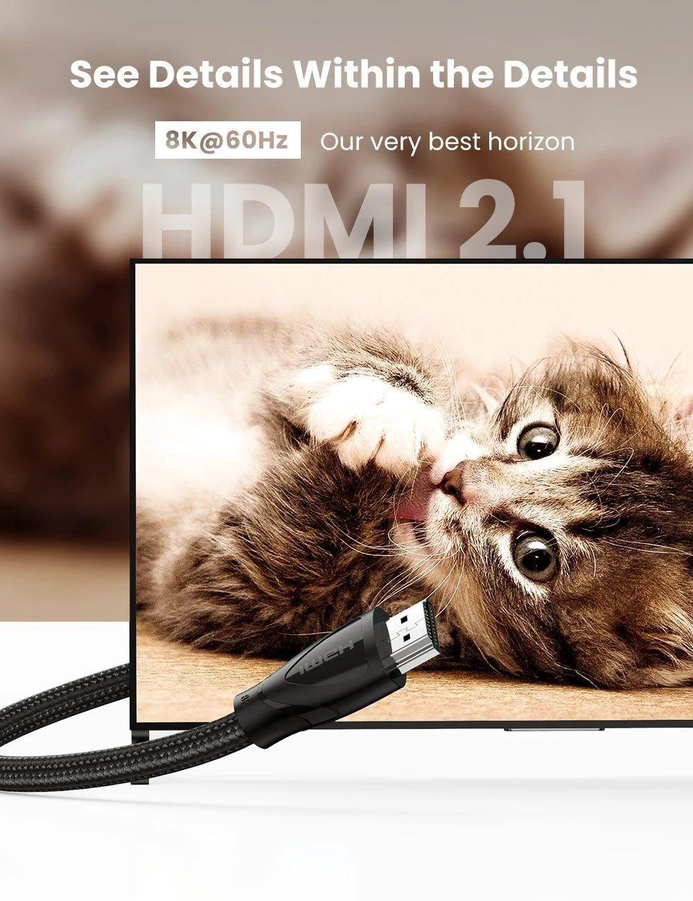 Ugreen UG80403HD140TK 2M HDMI 2.1 8K 60Hz 4K 120hz màu đen Cáp Ultra HD Cao Cấp - HÀNG CHÍNH HÃNG