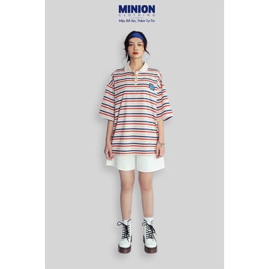 Áo thun polo kẻ tay lỡ MINION CLOTHING phông Unisex nam nữ tee oversize form rộng pull Ulzzang Hàn Quốc vải mềm A2718