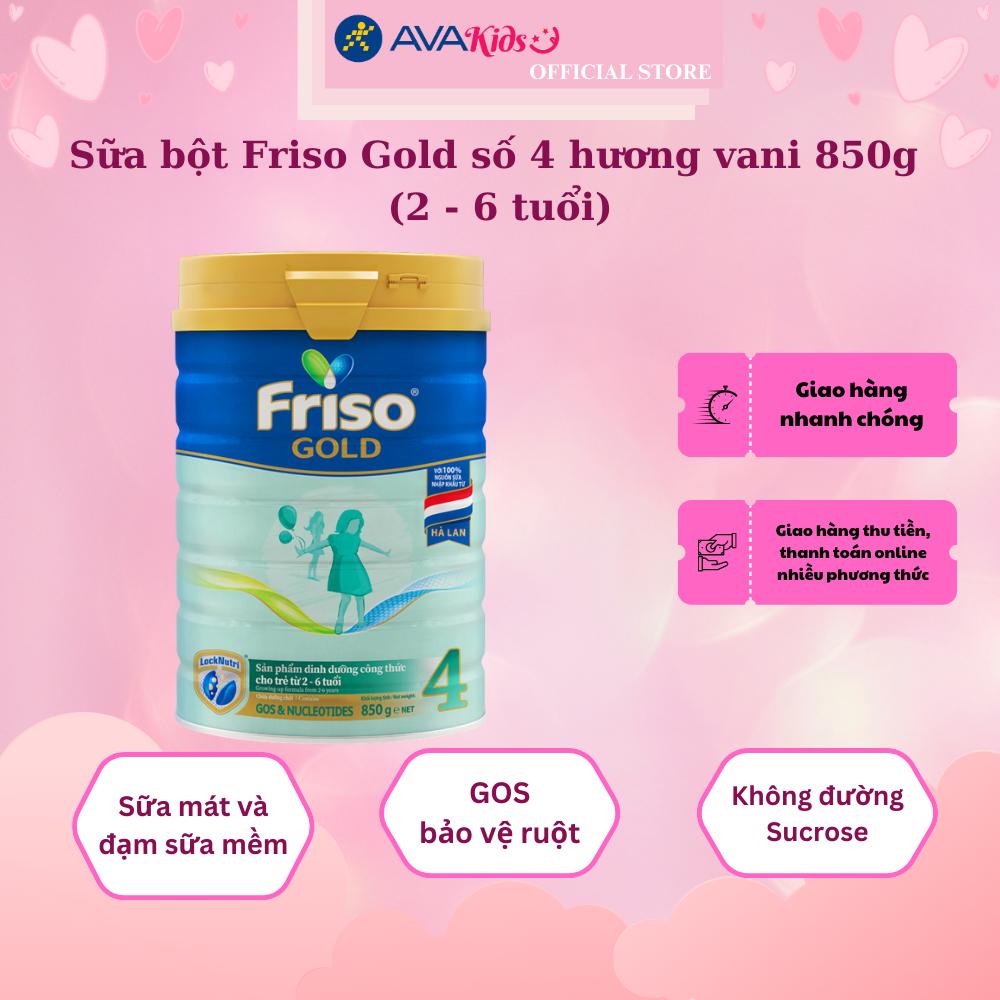 Sữa bột Friso Gold số 4 hương vani 850g (2 - 6 tuổi) - Hàng chính hãng