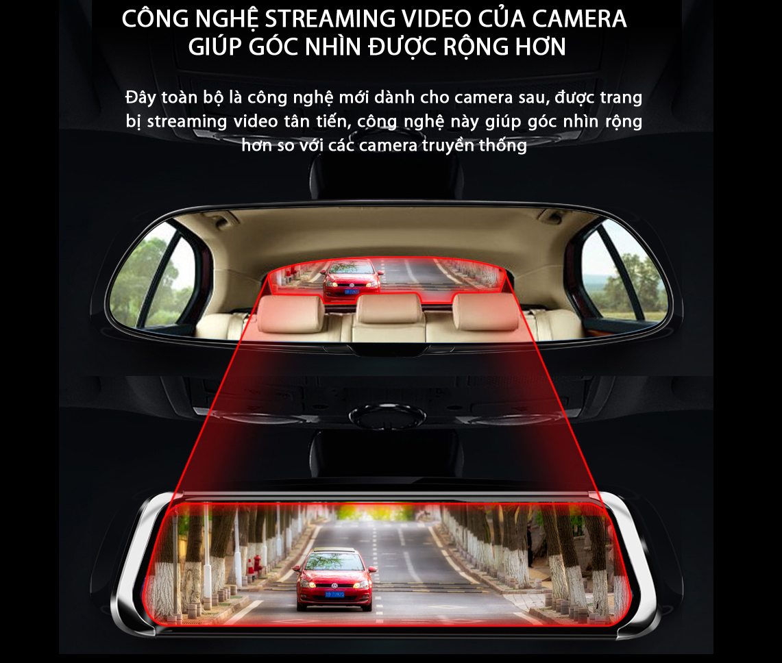 Camera Hành Trình Gương A26 Quay 2K UHD Màn Hình Cảm Ứng 10 Inch